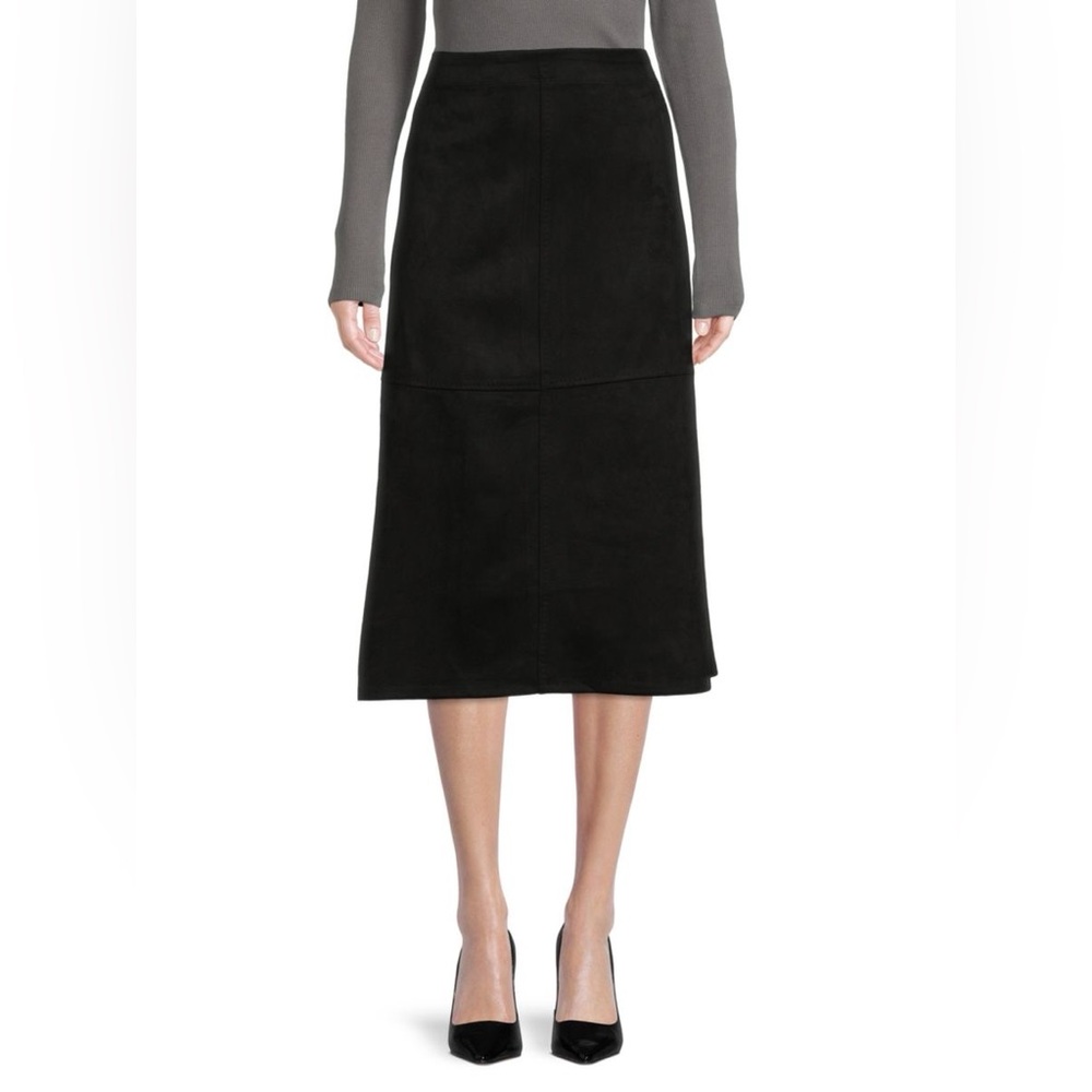 MAX STUDIO Faux Suede A-Line Midi Skirt NWT